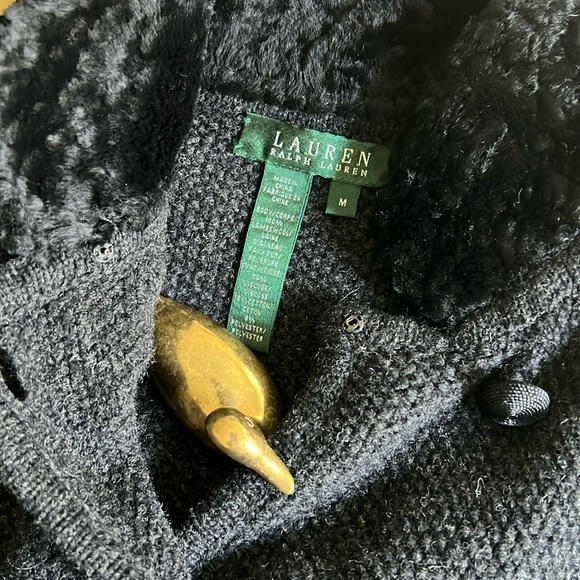 Lauren Ralph Lauren Black Lambswool Lady Jacket Parisian Cardigan Sweater Size M - Picture 5 of 10